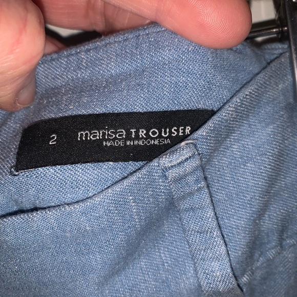 Linen wide leg Trousers Pants light blue Women’s size 2 - Picture 7 of 8